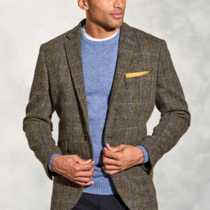 Tailored Fit Sumburgh Green and Blue Check Harris Tweed&reg; Jacket