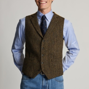 Tailored Fit Dumfries Brown Herringbone Harris Tweed&reg; Waistcoat