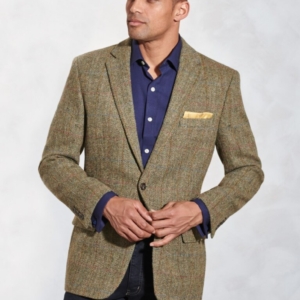 Regular Fit Stromay Olive Check Harris Tweed&reg; Jacket